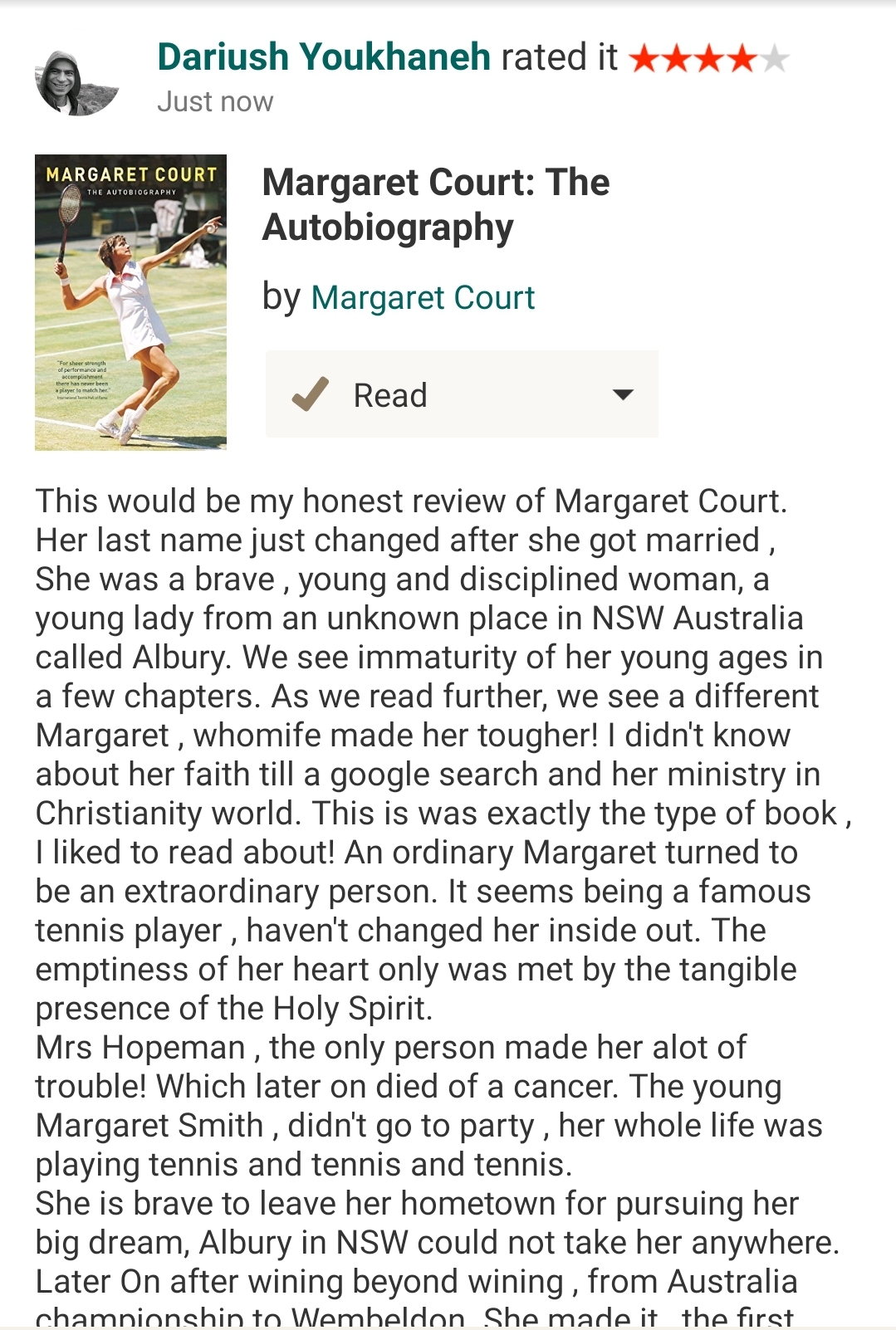 Book review / Margaret Court : the auto biography